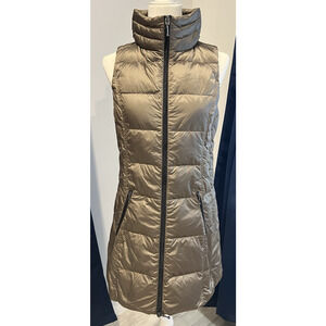 MY ANORAK Long Puffer Insulated Vest Taupe Lightweight Zip Up Women’s Size Small
